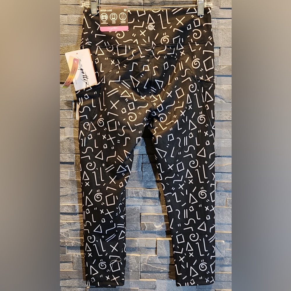 Gottex Tummy Compression Stretch Moisture Wicking  Phone Pkt Active Leggings - Picture 4 of 7